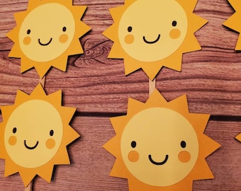 Sunshine Cupcake Toppers: Baby Shower Party Decor