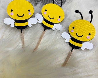Bee Cupcake Toppers, Bumble Bee Party Decor