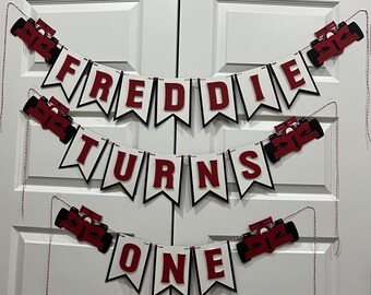 Race Car First Birthday Banner: Checkered Racing Party Decor