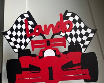 F1 Racing Car Cake Topper: First Birthday Party Decor