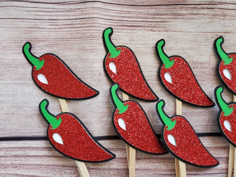 Fiesta Cupcake Toppers. Chili Cupcake Toppers. Chili Theme. Etsy