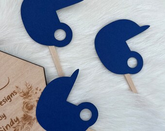 Baseball Helmet Cupcake Toppers: Sports Birthday Party Decor