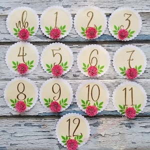 Banner de fotos mensual / Banner de fotos / Banner floral bohemio / Banner de fotos de primer cumpleaños / Clips de fotos / Banner mensual floral / Banner de hitos