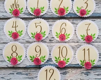 Boho Floral Baby Monthly Photo Banner: Newborn to 12 Months