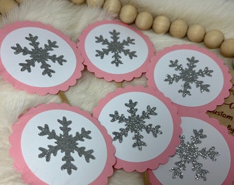 Snowflake Cupcake Toppers: Winter Wonderland Party Decor (Set of 12)