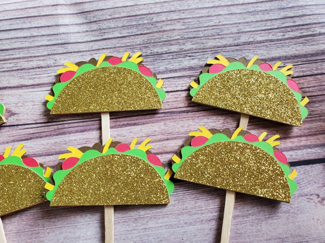Taco Cupcake Toppers/ Fiesta Cupcake Toppers/ 1st Birthday/ Etsy