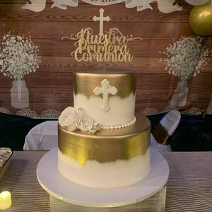 Primera Comunion Cake Topper: Glitter Christening Party Decor