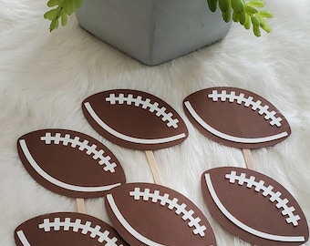 Football Cupcake Toppers: NFL Birthday Party Decor - Set of 12