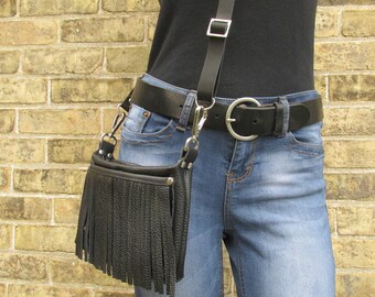 Made to order hands free clip on fringe belt bag
