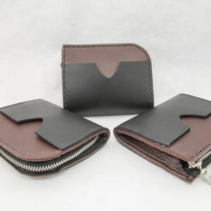 Kleine Geldbörse aus Leder, Brieftasche mit halbem Reißverschluss, Kartenhalter, minimalistische Brieftasche, Brieftasche für Männer, Brieftasche für Frauen