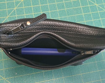 Leather Crossbody Purse With Card Pockets Studded Clip on