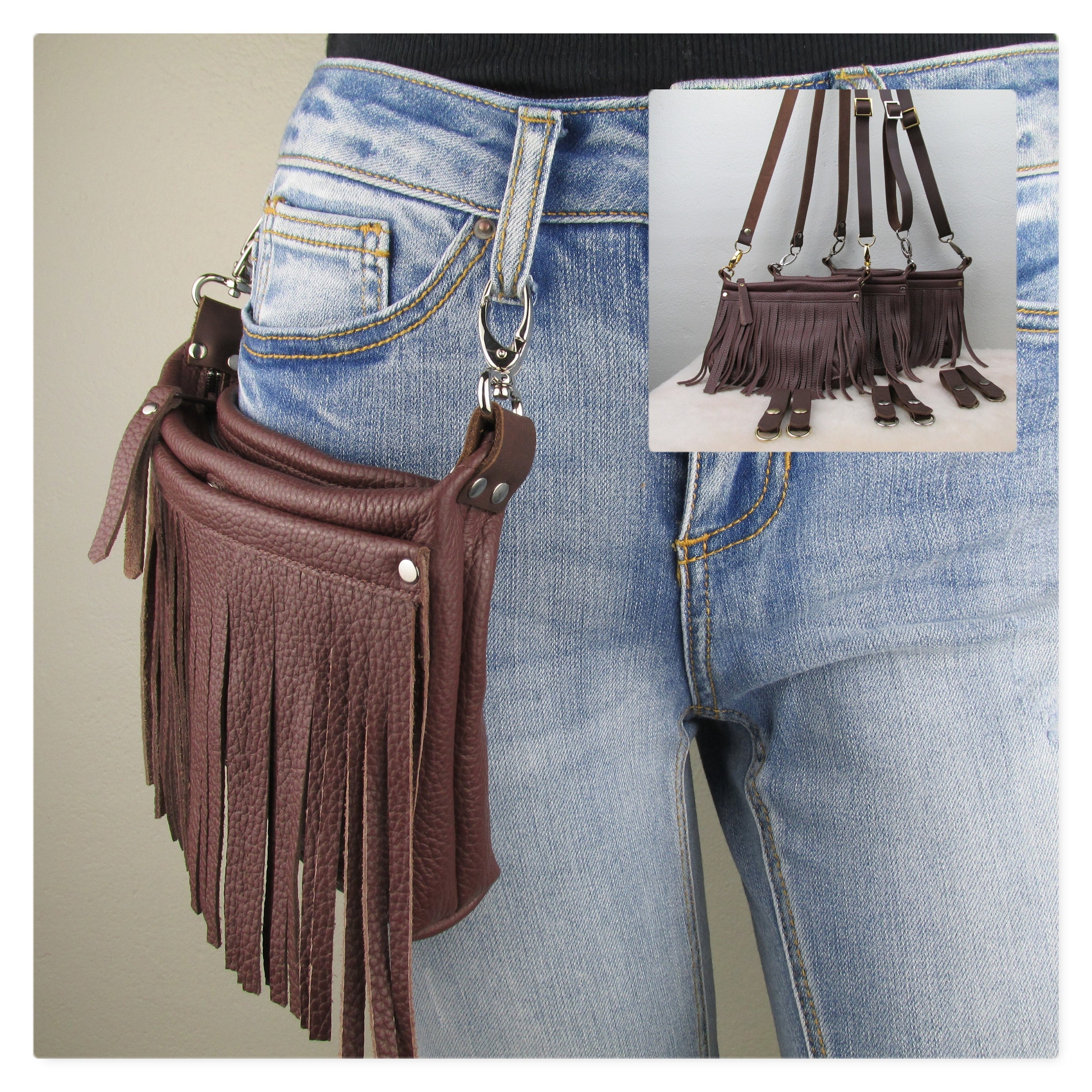 Buy Women's Brown Leather Hip Bag With Fringe Crossbody Online in India 