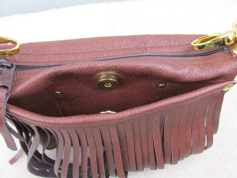 Women's Brown Leather Hip Bag With Fringe Crossbody Etsy