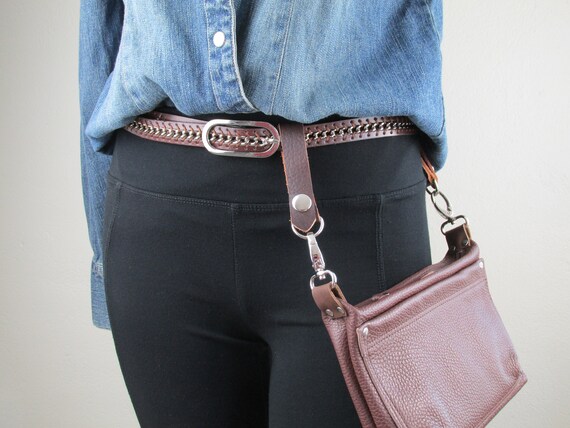 Belt Attachment for Hip Bag Leather Loops to Snap Keys on Belt Black Leather Hip Purse Accessory Etsy