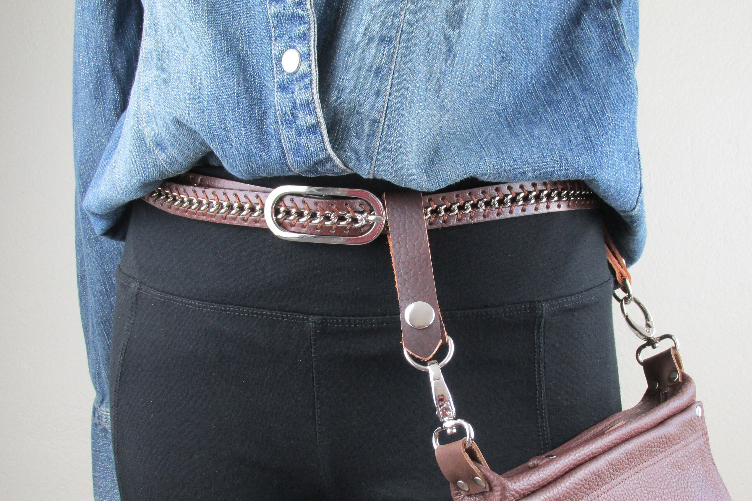 Mens or Womens Large Leather Hip Bag, Shoulder Bag