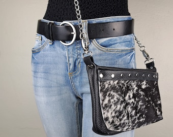 Cowhide & Tooled Belt Loop Bag