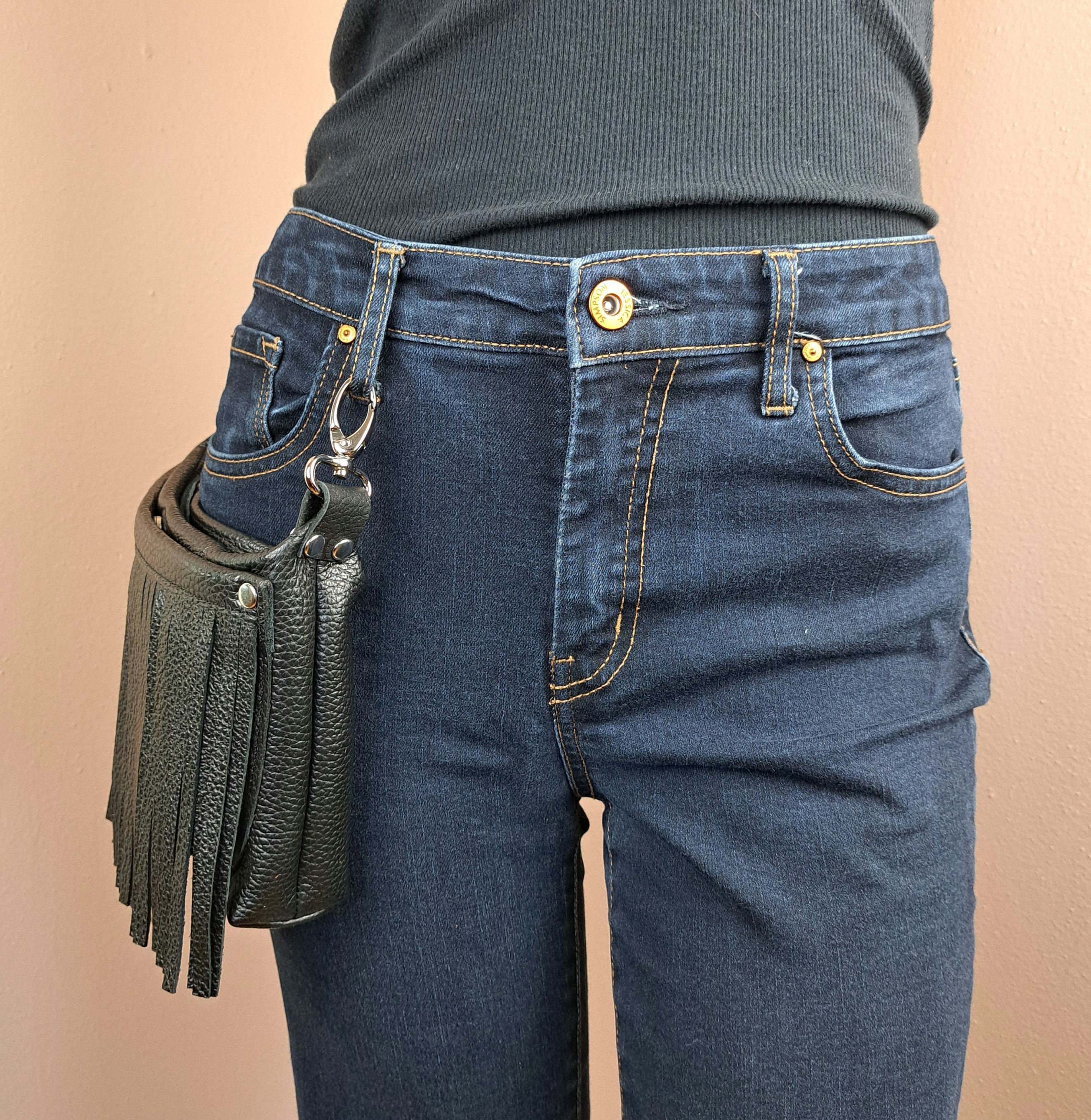 Leather Fringe Belt Bag - Shi Pocket Belts - One of a Kind