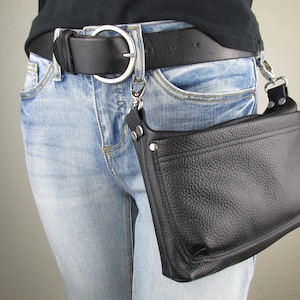 Buy Men's or Women's Black Leather Hip Bag Small Online in India 