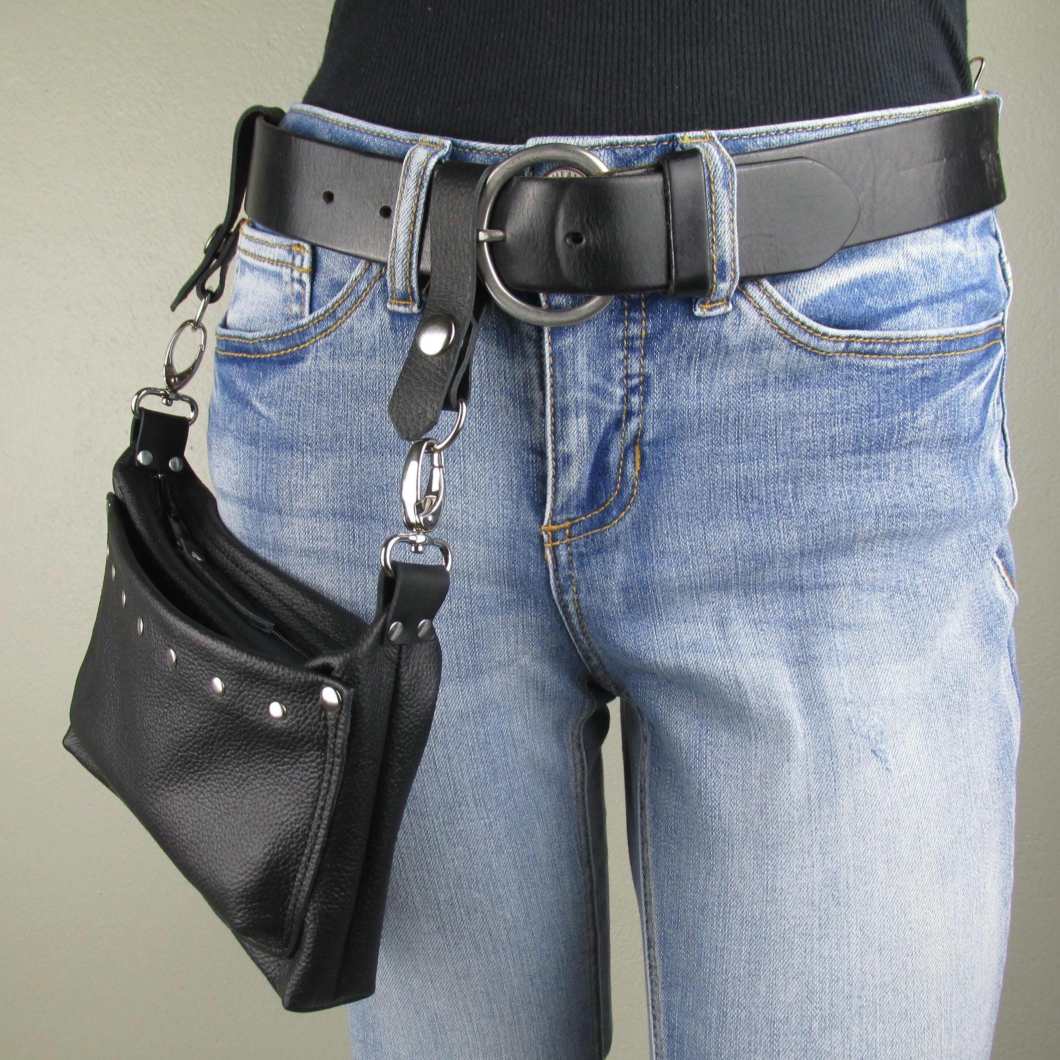 Leather Crossbody Purse With Card Pockets Studded Clip on Belt Loop Small Phone Travel Bag Punk Rock Metal Concert Bag Women Motorcycle Bag Etsy