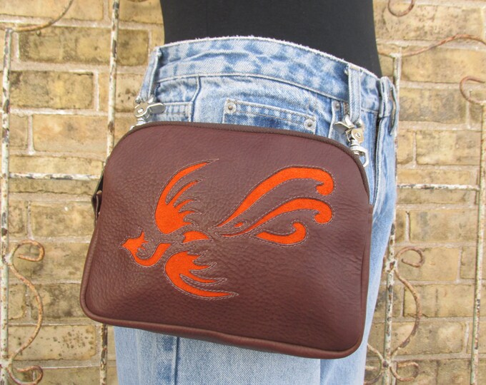 Brown Leather Belt Bag Clip on Belt Loop Bag Womens Hip Bag Etsy