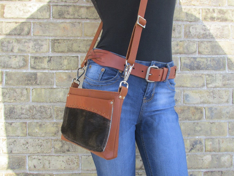 Leather Clip On Hip Bag women's brown wallet crossbody | Etsy