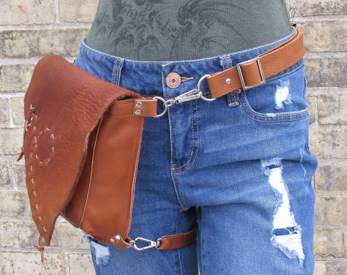Brown Leather Belt Bag With Leg Strap Belt Loop Bag Clip on Etsy