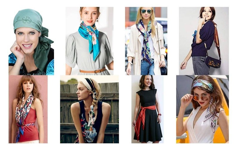 Square 27 Inches Silk Like Hair Wrapping Scarves Night Etsy