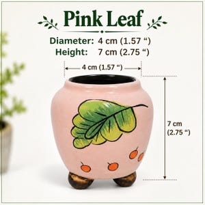 Hand-Painted Pink Ceramic Planter, Floral Succulent Pot, Small Footed Plant Pot, Cute Indoor Planter