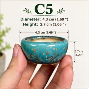 Stye C5 Micro Mini Bonsai Planter – Tiny Ceramic Pot  Drainage Hole | Miniature Bonsai Container | Fairy Garden & Succulent Pot PotC