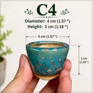 Stye C4 Micro Mini Bonsai Planter – Tiny Ceramic Pot  Drainage Hole | Miniature Bonsai Container | Fairy Garden & Succulent Pot PotC