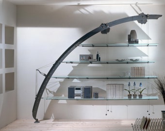 Rex-Bücherregal aus Metall mit modernem Glas