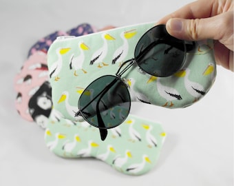 Padded case for glasses made with Japanese fabric (different fabric)