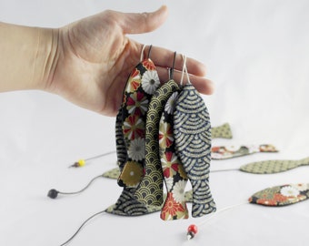 Classy fish bookmark made with japanese yukata fabric