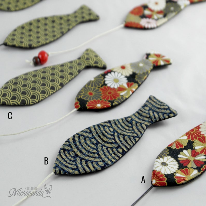 Classy fish bookmark made with japanese yukata fabric image 9