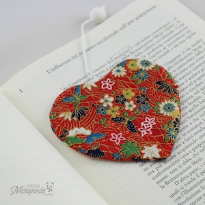 Classy heart bookmark made with japanese yukata fabric image 1