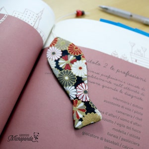 Classy fish bookmark made with japanese yukata fabric image 6
