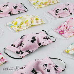 Washable 3d Mask "Keiko", made with double layer of cotton, adjustable nose wire and filter pocket - Children