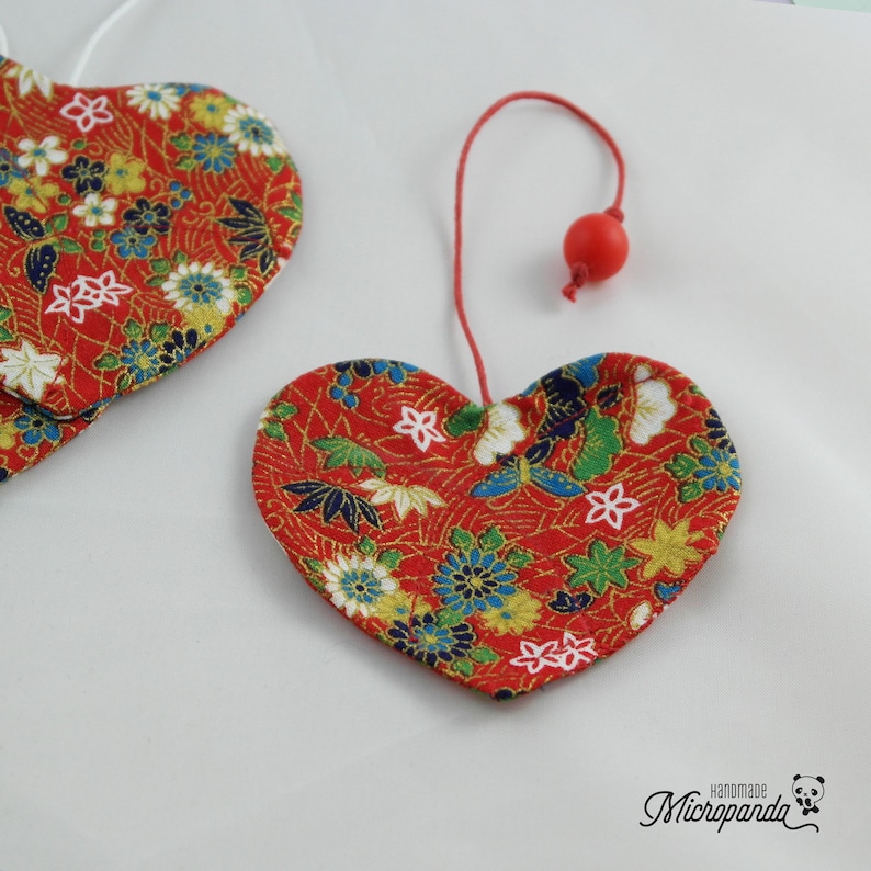 Classy heart bookmark made with japanese yukata fabric image 4