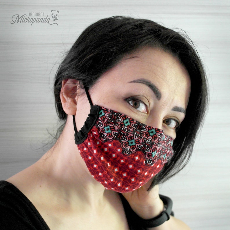 Washable 3d Mask Keiko, made with double layer of cotton, adjustable nose wire and filter pocket Children image 10