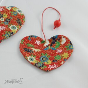 Classy heart bookmark made with japanese yukata fabric image 2