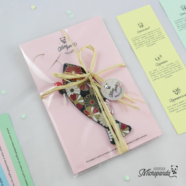 Classy fish bookmark made with japanese yukata fabric image 7