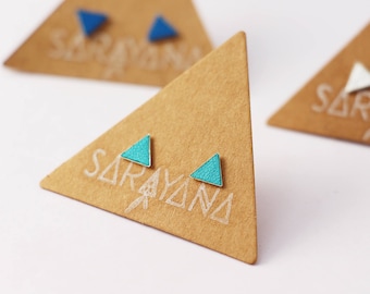 Triangolo di orecchini chip in argento 925 - orecchini in pelle gioielli turchese - minimalista - geometrico - orecchio unghie chip