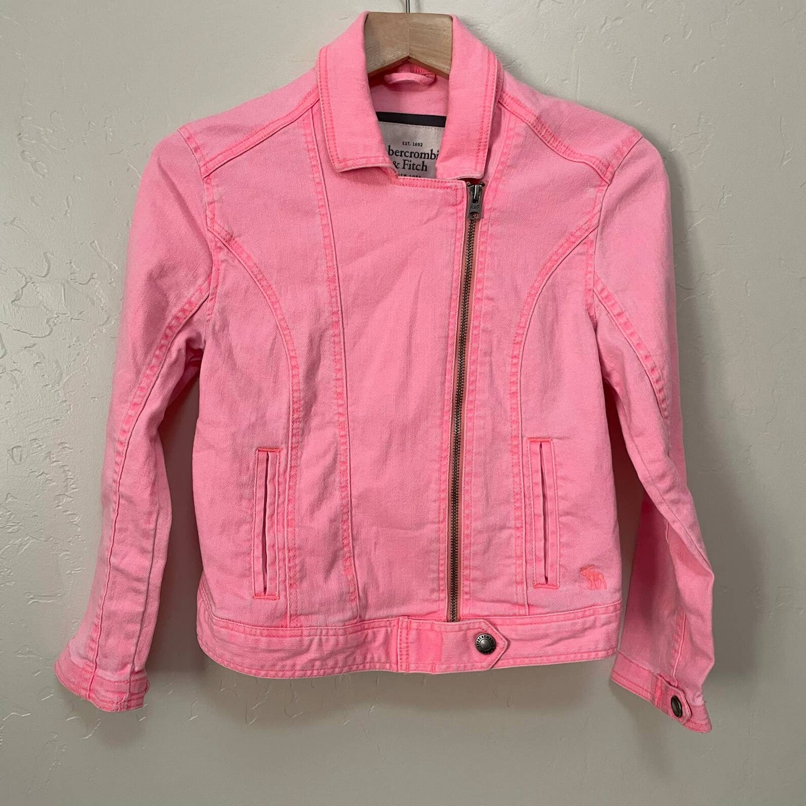 Abercrombie SEXY Hot Pink Jean Jacket Etsy