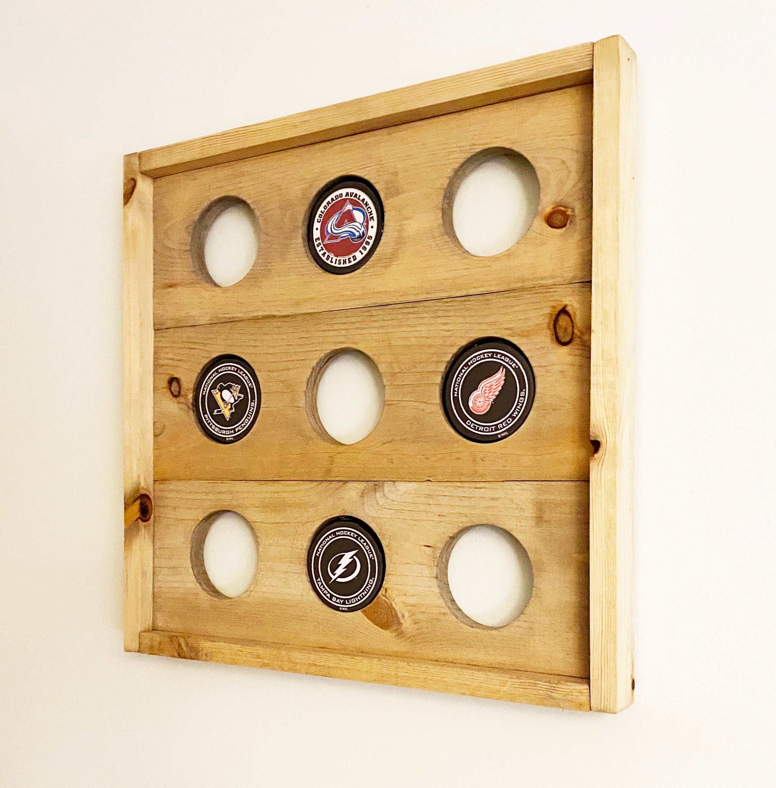 Wood Hockey Puck Holder 3x3 Display Etsy