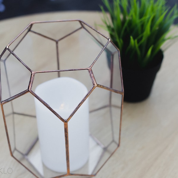 Geometric Copper Candle Holder Etsy