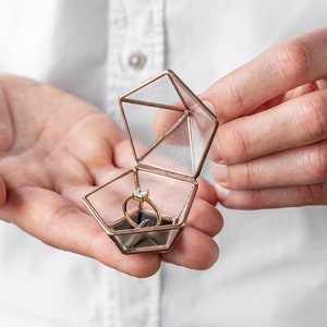 Verlovingsringdoos glas Voorstelringhouder Verlovingsceremonie in bohostijl Voorstelringdoos Ringhouder voor 1 ringdoos voor gouden ring