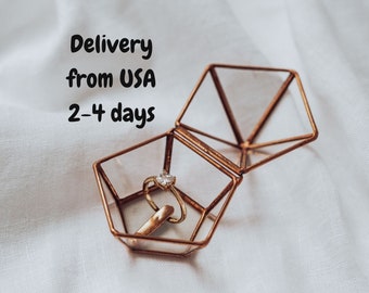 Very unique glass ring box for your antique or vintage ring Mini ring box for unique engagement ceremony Proposal ring holder for gold ring