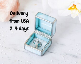 Proposal ring box in light-blue color Engagement ring holder Sky blue engagement ring box Engagement ceremony accesories Blue wedding box