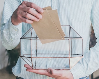 Grand porte-cartes de mariage en verre Boîte en verre pour mariage d'hiver Boîte pour cartes de mariage géométrique Boîte de mariage personnalisée Décoration de mariage en verre Leosklo