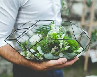 Glass Terrarium Large Rocket Wedding box Stained glass Orchid terrarium Glass decoration Indoor gardening Geometric terrarium